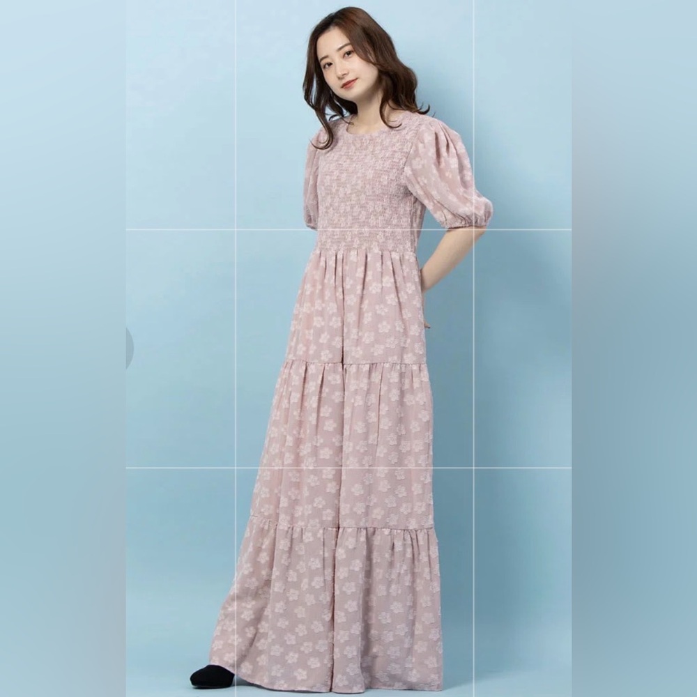 Sister Jane Pink‎ Textured Floral Print Mother's Mind Tiered Midi Dress NWOT M